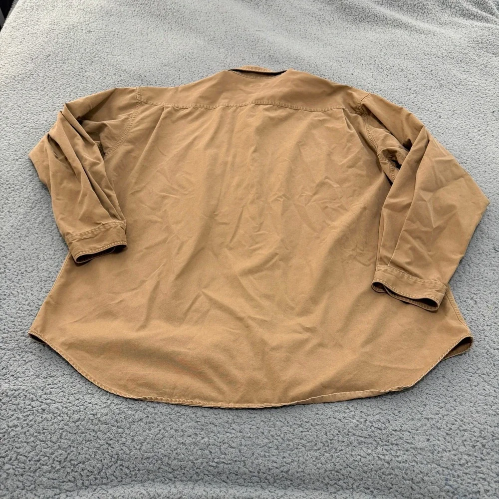 VTG Banana Republic Shirt Mens XL Tan Cotton Canvas Work Button Up Utility